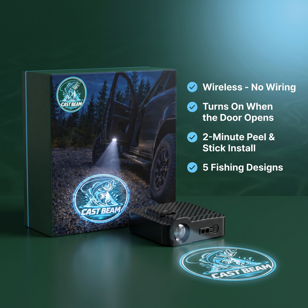 CastBeam fishing car door projector light with gift box